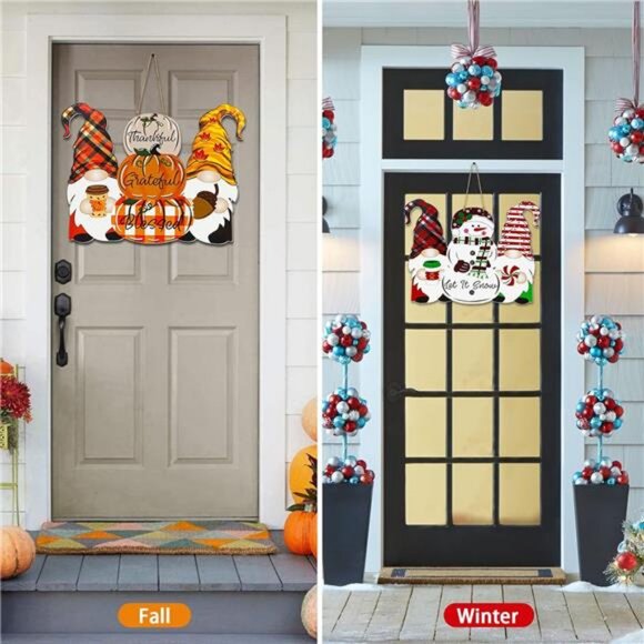 Reversible Fall Thanksgiving Decor/Christmas Decorations for Home Indoor - Picture 4 of 8